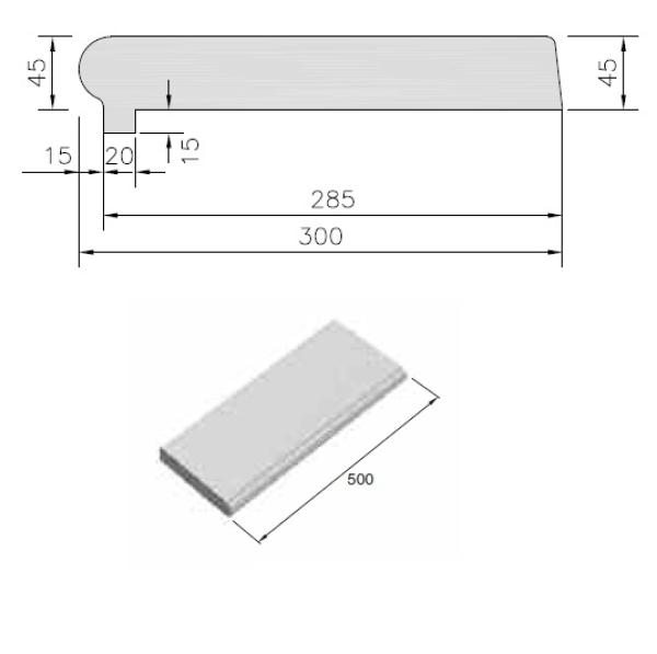 Toro Poolrandstein mit dentil, Farbe: weiß, gerade, maße: 50 x 27,5 cm, diecke: 4,5 cm